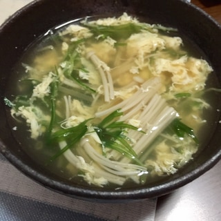 えのきと水菜のかきたま中華スープ